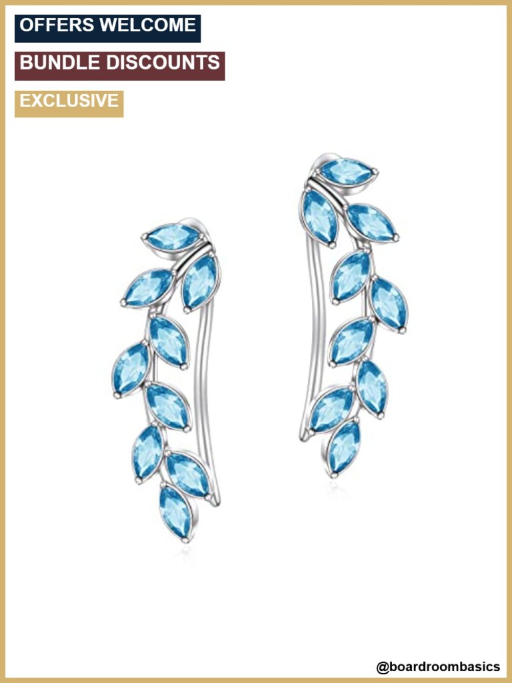 Leaf Ear Climbers Hypoallergenic 925 Sterling Silver Ear Crawler Austrian